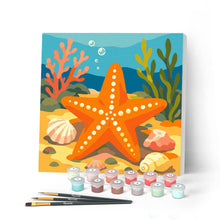 Charger l'image dans la galerie, Peinture par numéros Figured'Art Mini Peinture par Numéros 20x20cm avec cadre Étoile de mer
