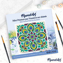 Charger l'image dans la galerie, Mini Peinture par Numéros 20x20cm avec cadre Mandala paon