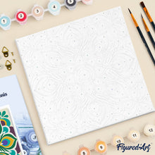 Charger l'image dans la galerie, Mini Peinture par Numéros 20x20cm avec cadre Mandala paon