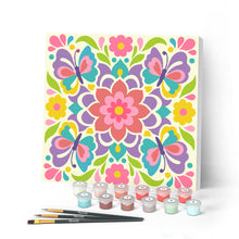 Charger l'image dans la galerie, Peinture par numéros Figured'Art Mini Peinture par Numéros 20x20cm avec cadre Mandala papillon
