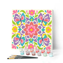 Charger l'image dans la galerie, Peinture par numéros Figured'Art Mini Peinture par Numéros 20x20cm avec cadre Mandala papillon