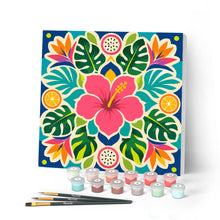 Charger l'image dans la galerie, Peinture par numéros Figured'Art Mini Peinture par Numéros 20x20cm avec cadre Mandala hibiscus
