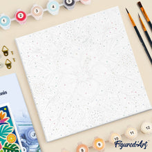 Charger l'image dans la galerie, Mini Peinture par Numéros 20x20cm avec cadre Mandala hibiscus