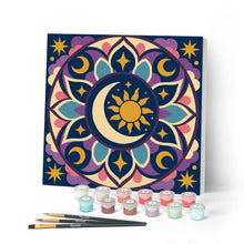 Charger l'image dans la galerie, Peinture par numéros Figured'Art Mini Peinture par Numéros 20x20cm avec cadre Mandala céleste