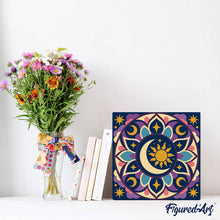 Charger l'image dans la galerie, Mini Peinture par Numéros 20x20cm avec cadre Mandala céleste