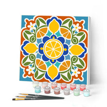 Charger l'image dans la galerie, Peinture par numéros Figured'Art Mini Peinture par Numéros 20x20cm avec cadre Mandala agrumes