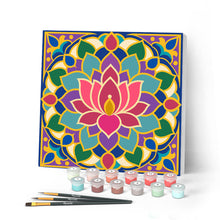 Charger l'image dans la galerie, Peinture par numéros Figured'Art Mini Peinture par Numéros 20x20cm avec cadre Mandala lotus