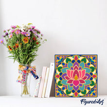 Charger l'image dans la galerie, Mini Peinture par Numéros 20x20cm avec cadre Mandala lotus