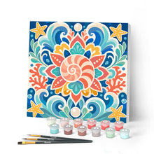 Charger l'image dans la galerie, Peinture par numéros Figured'Art Mini Peinture par Numéros 20x20cm avec cadre Mandala coquillage
