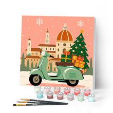 Charger l'image dans la galerie, Peinture par numéros Figured'Art Mini Peinture par Numéros 20x20cm avec cadre Noël à Florence
