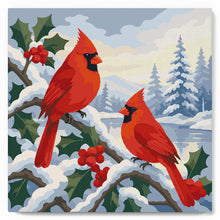 Charger l'image dans la galerie, Mini Peinture par Numéros 20x20cm avec cadre Cardinaux d'hiver