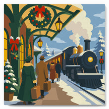 Charger l'image dans la galerie, Mini Peinture par Numéros 20x20cm avec cadre Train des fêtes