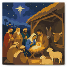 Charger l'image dans la galerie, Mini Peinture par Numéros 20x20cm avec cadre Crèche de Noël