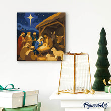 Charger l'image dans la galerie, Mini Peinture par Numéros 20x20cm avec cadre Crèche de Noël