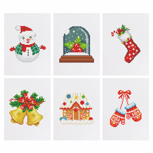 Mini Diamond Painting 15x20cm (6 pièces) - Classiques de Noël