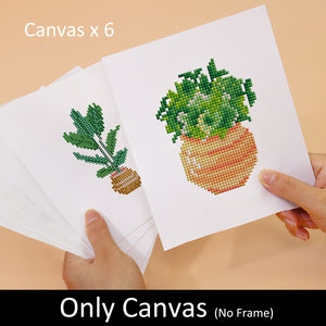 Mini Diamond Painting 15x20cm (6 pièces) - Flore et Plantes en Pot