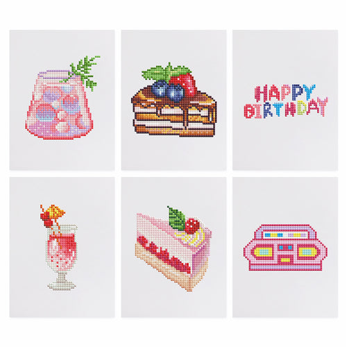 Mini Diamond Painting 15x20cm (6 pièces) - Délices d'Anniversaire