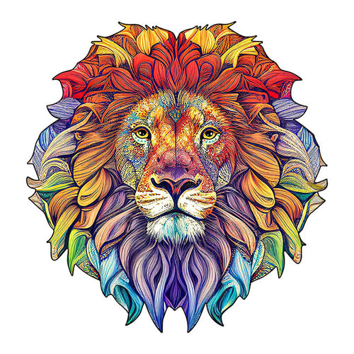Puzzle 2D en Bois - Lion coloré