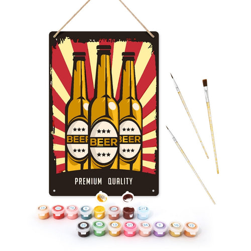 Peinture par Numéros Affiche Métallique - Triple Explosion de Bière Figured'Art