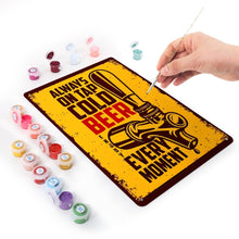 Charger l&#39;image dans la galerie, Peinture par Numéros Affiche Métallique - Bière Froide Jaune