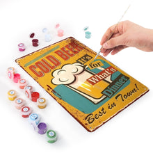 Charger l&#39;image dans la galerie, Peinture par Numéros Affiche Métallique - Bière Froide pour le Dîner