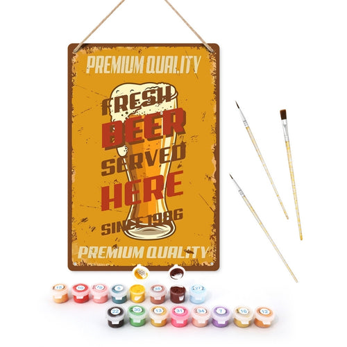 Peinture par Numéros Affiche Métallique - Bière Fraîche servie ici Figured'Art