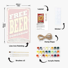 Charger l&#39;image dans la galerie, Peinture par Numéros Affiche Métallique - Bière Gratuite demain