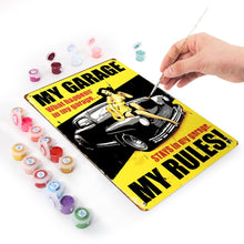 Charger l&#39;image dans la galerie, Peinture par Numéros Affiche Métallique - Mon Garage, mes Règles