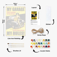 Charger l&#39;image dans la galerie, Peinture par Numéros Affiche Métallique - Mon Garage, mes Règles