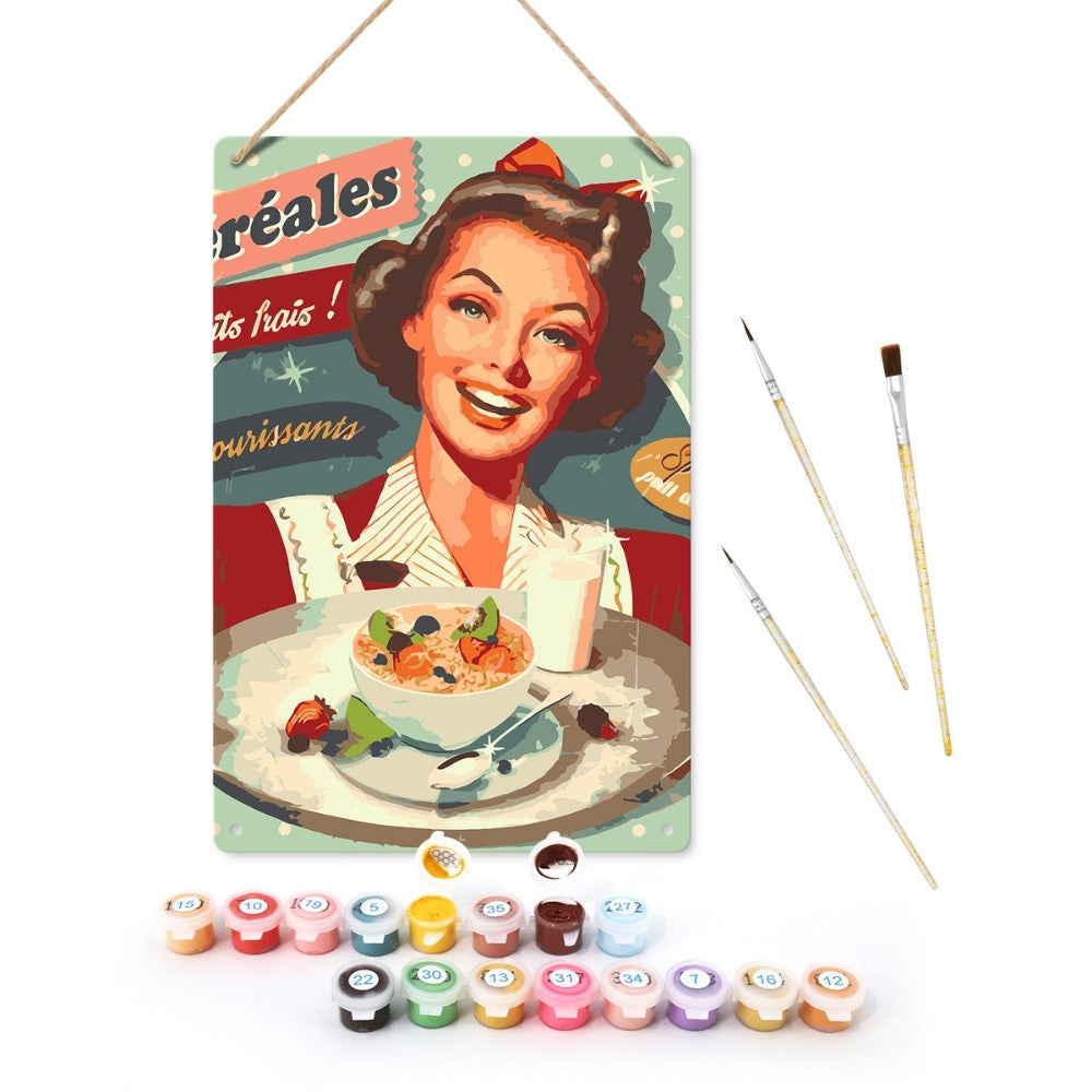 Peinture par Numéros Affiche Métallique - Publicité vintage pour Céréales Figured'Art