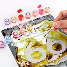 Charger l&#39;image dans la galerie, Peinture par Numéros Affiche Métallique - Route 66