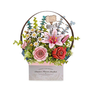 Puzzle 3D Panier de Fleurs en Bois