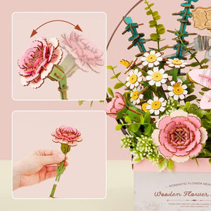Puzzle 3D Panier de Fleurs en Bois