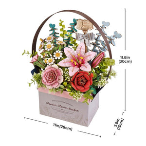 Puzzle 3D Panier de Fleurs en Bois