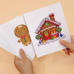 Mini Diamond Painting 15x20cm (2 pièces) - Bonhomme en Pain d'Épices et Maison de Noël