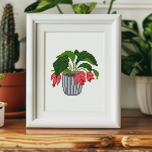 Mini Diamond Painting 15x20cm (2 pièces) - Plante en Pot et Bonhomme de Neige