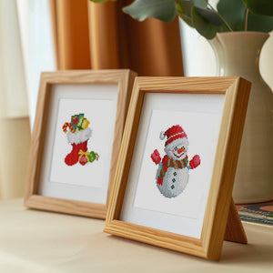 Mini Diamond Painting 15x20cm (2 pièces) - Chaussette de Noël et Renne