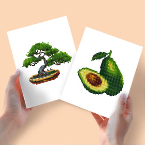 Mini Diamond Painting 15x20cm (2 pièces) - Bonsaï et Avocat