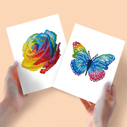 Mini Diamond Painting 15x20cm (2 pièces) - Cadeaux de Noël et Silhouette colorée