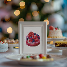 Charger l&#39;image dans la galerie, Mini Diamond Painting 15x20cm (2 pièces) - Lèvres Rouges et Gâteau aux Baies