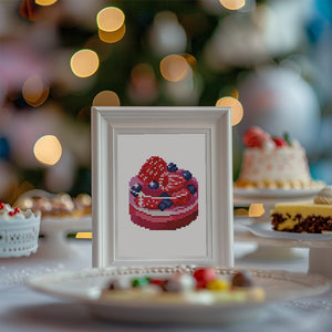Mini Diamond Painting 15x20cm (2 pièces) - Lèvres Rouges et Gâteau aux Baies
