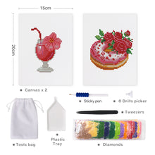 Charger l&#39;image dans la galerie, Mini Diamond Painting 15x20cm (2 pièces) - Milkshake et Gâteau