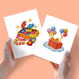 Mini Diamond Painting 15x20cm (2 pièces) - Boîtes et Ballons