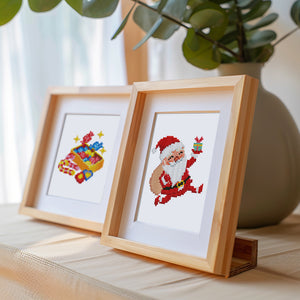 Mini Diamond Painting 15x20cm (2 pièces) - Jus de Tomate et Père Noël
