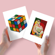 Charger l&#39;image dans la galerie, Mini Diamond Painting 15x20cm (2 pièces) - Cube Rubik et Peinture Classique