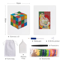 Charger l&#39;image dans la galerie, Mini Diamond Painting 15x20cm (2 pièces) - Cube Rubik et Peinture Classique