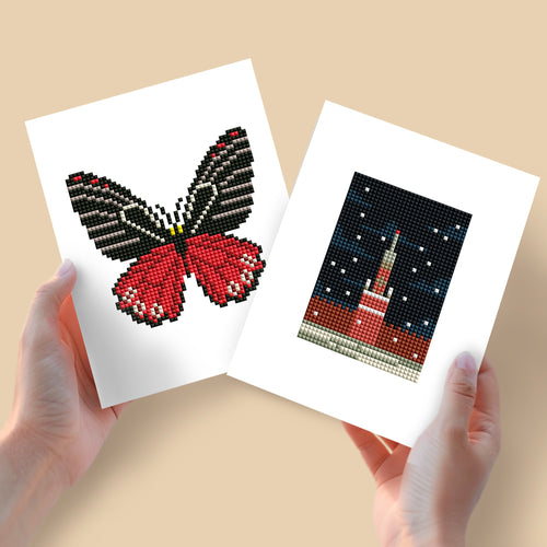 Mini Diamond Painting 15x20cm (2 pièces) - Papillon rencontre la Tour