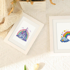 Mini Diamond Painting 15x20cm (2 pièces) - Château et Arc-en-ciel