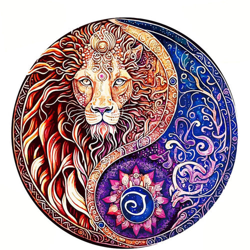 Puzzle 2D en Bois - Lion et Fleur