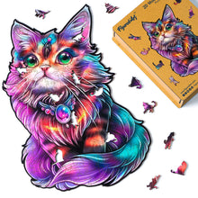 Charger l&#39;image dans la galerie, Puzzle en Bois Adulte - Chat Coloré avec Gemme